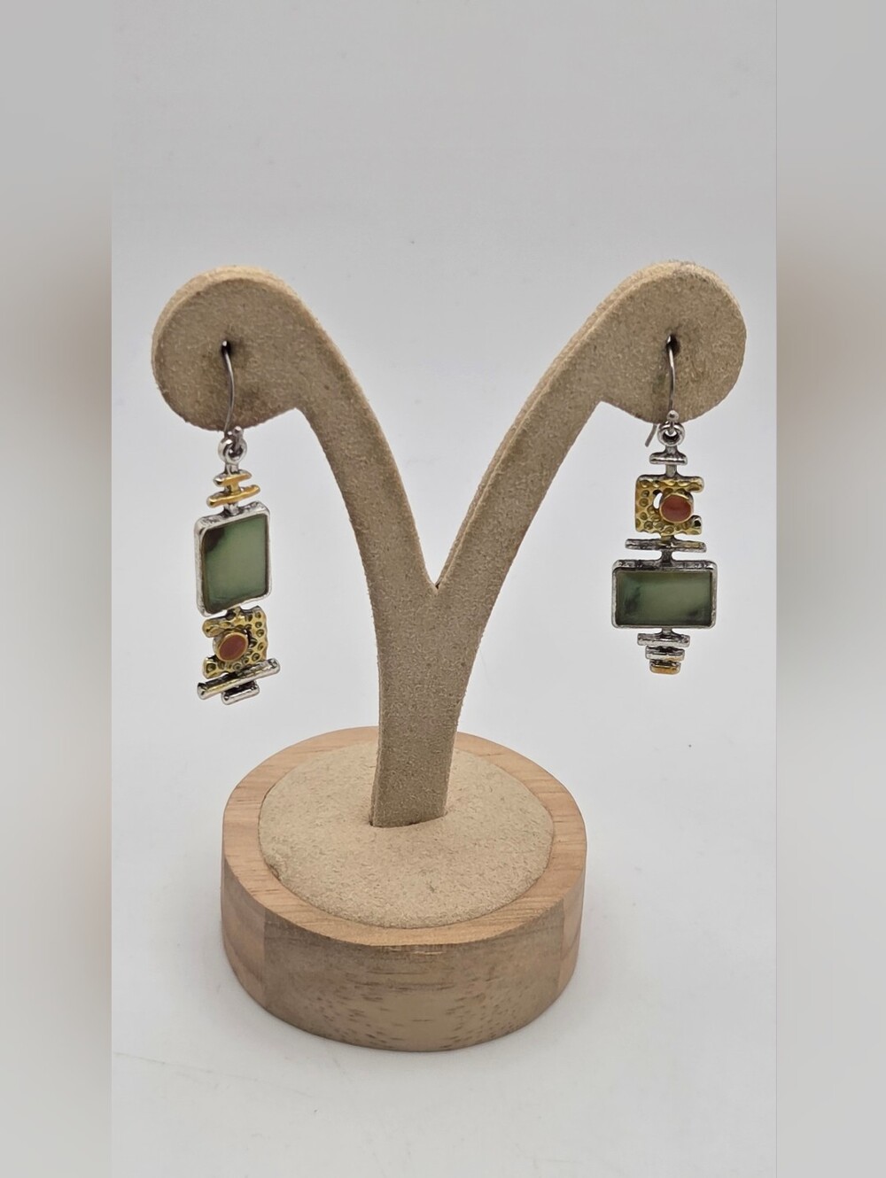 Boho Vintage Geometric Drop Hook Earrings Silver Plated Synthetic Gemstone Gift